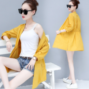 2018夏季装新款韩版修身防晒薄款开衫七分袖chic外套风衣女中长款