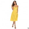 ebay外贸爆款一件代发女装连衣裙女夏成人欧美黄色吊带口袋连衣裙