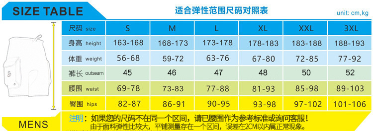 尺码表 男