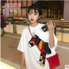 【红雁A0-61】韩版新款贴布绣彩虹马套头短袖圆领宽松型女式T恤女