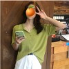 牛油果绿针织t恤短袖女2019新款韩版夏季学生上衣polo领