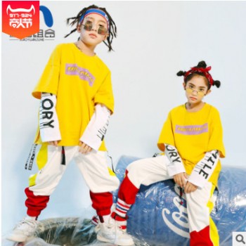 儿童宽松卫衣套装韩版嘻哈hiphop街舞服爵士舞表演服潮服