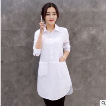 衬衣女长袖2019秋款 韩版女装白色全棉女式衬衫 开衫宽松型优先