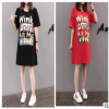夏装新款韩版时尚创意字母T恤连衣裙加肥加大码女装