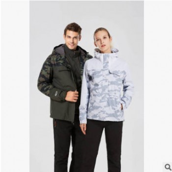 厂家直销迷彩服冲锋衣男女三合一两件套户外防水透气保暖耐磨