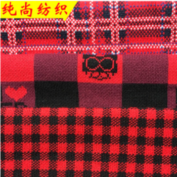 新款睛纶色织红黑格子布面料 宠物服圣诞系列格子布提花针织面料