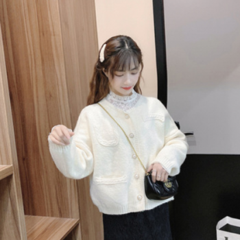 2020秋季新款小香风毛衣开衫女短款宽松学生韩版洋气针织外套上衣