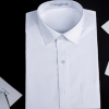 新款白色平纹男士衬衫 定制长袖工装衬衫 批发纯色抗皱职业装