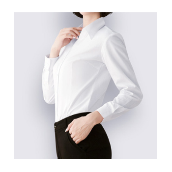 新款加工 斜面V领女士定做修身白衬衫女 长袖女装职业工作服衬衣