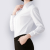 新款加工 斜面V领女士定做修身白衬衫女 长袖女装职业工作服衬衣
