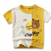2019年夏季新款儿童拼接印小熊短袖T恤小童休闲T恤衫工厂现货直销