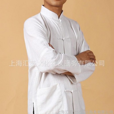 棉麻 中式龙纹男式短袖唐装上衣 休闲商务4622