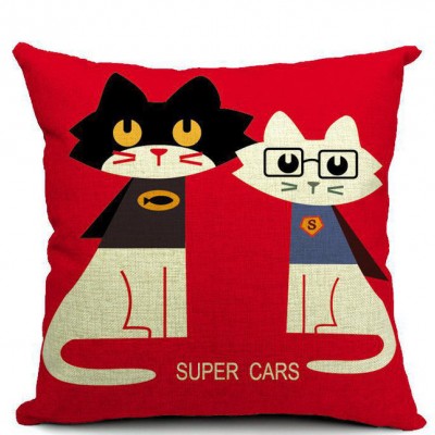 美宸 简约北欧宜家风可爱卡通猫咪个性厚磅棉麻沙发抱枕支持定制