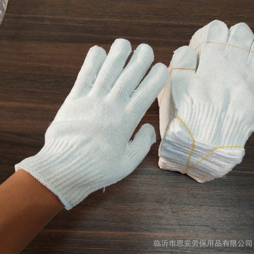 600克棉纱手套白色线手套工作手套劳保作业手套耐磨透气漂白纱线手套建筑手套普通劳保手套