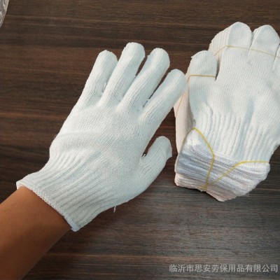 600克棉纱手套白色线手套工作手套劳保作业手套耐磨透气漂白纱线手套建筑手套普通劳保手套