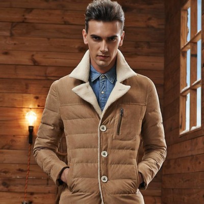 2014冬季新款男士加厚白鸭绒休闲修身翻领羽绒服外套一件代发