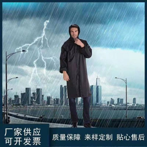 雨忆中长款连体户外徒步防暴雨衣成人加厚长风衣劳保雨衣雨披批发定制可印字图2