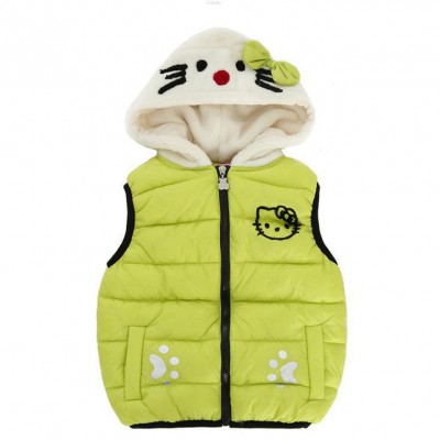 2014冬装新款 韩版女童可爱Kitty猫加绒羽绒棉马甲儿童