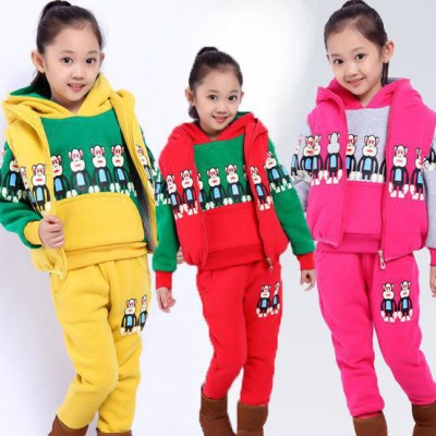 童装2014冬装新款韩版女童时尚**士兵卫衣加厚三件套儿童套