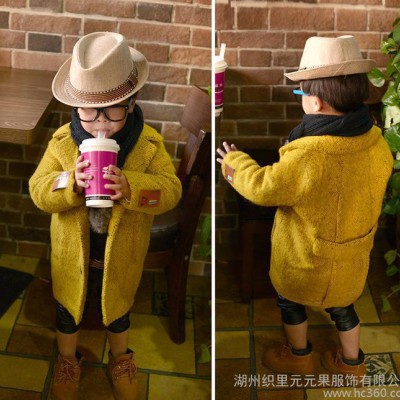 2016男童冬外套中长款儿童韩版毛呢大衣童装宝宝英伦风衣一件