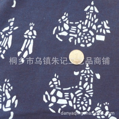 新品马拉车花布 民族风蓝花布服装面料裙子布料窗帘门帘布料