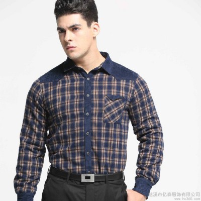 供应法艾龙YS-620男士衬衫领加绒保暖衬衫批发 格子衬衫