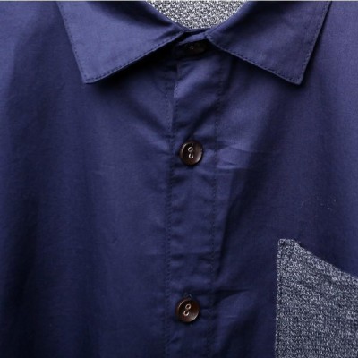 2015年春季原创针织衬衫拼接长袖衬衫 新款纯色拼接衬衫韩版修身
