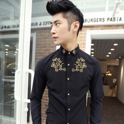 一件代发14秋装新款男式长袖衬衫男士衬衫韩版潮商务休闲品牌男