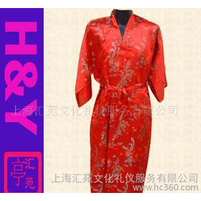 上海男士传统睡衣 七彩织锦缎 龙纹舒适合身浴袍 703