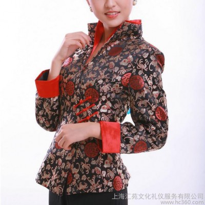 上海汇苑 红色锦缎蝴蝶扣 女式时尚改良品牌 长袖唐装秋 33