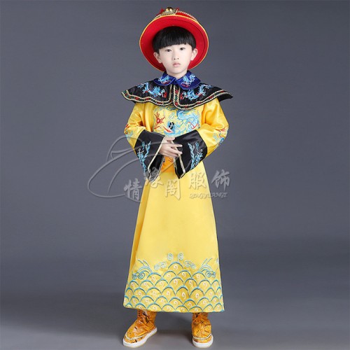 儿童古装演出服 唐朝太子汉朝皇帝儿童表演服装唐装汉服童装批发
