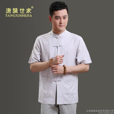 新款**中国风传统文化服男士唐装短袖中式男装民族服装 短袖男