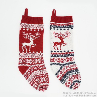 18英寸 圣诞节 圣诞袜 圣诞礼物袋 圣诞糖果袋 针织礼物袋 圣诞装饰 厂家定做直销提花圣诞袜