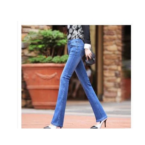 2015春季新款韩版中腰微喇牛仔裤女修身女式微喇叭牛仔