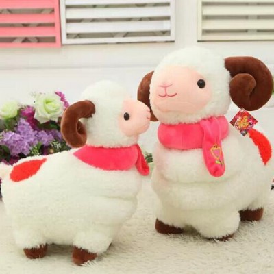 直销2015羊年羊公仔 花朵围巾小绵羊毛绒玩具布娃娃定做