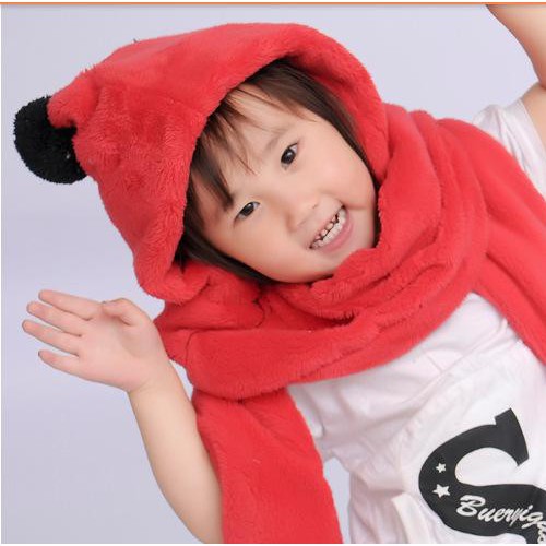 韩国亲子宝宝加绒秋冬季男女童保暖小孩儿童围巾帽子手套三件套装