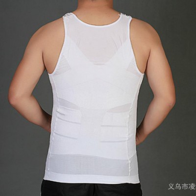 供应RSHE白色140D02夏季男士塑身背心瘦身衣束胸收腹功能男士美体内衣
