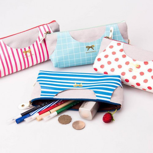 韩国小清新帆布背心大容量笔袋 韩国个性创意文具学生铅笔盒