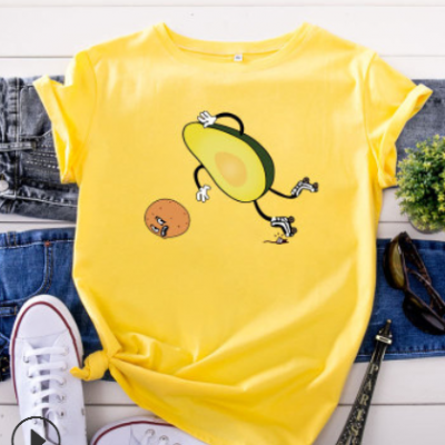 现货 wish ebay 热卖创意有趣可爱Avocado 大码纯棉短袖女装t恤