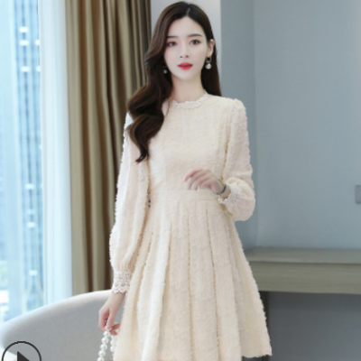 2020秋冬韩版新款长袖内搭高端轻奢时尚显瘦蕾丝打底连衣裙子女装
