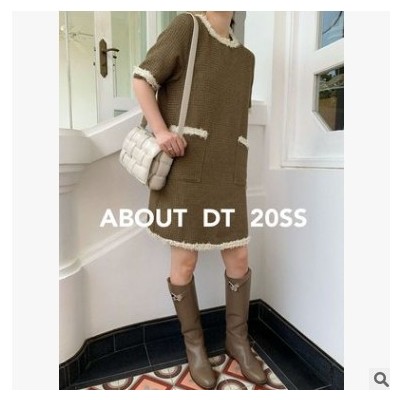 趋梦DT EDITION2020春季女装新款露背系带大气中裙女小香风连衣裙