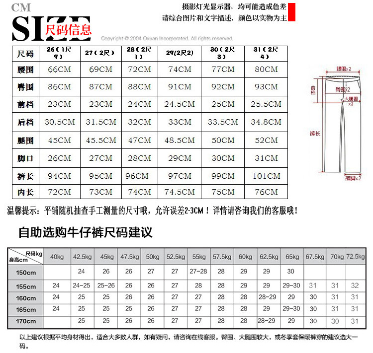 尺寸表