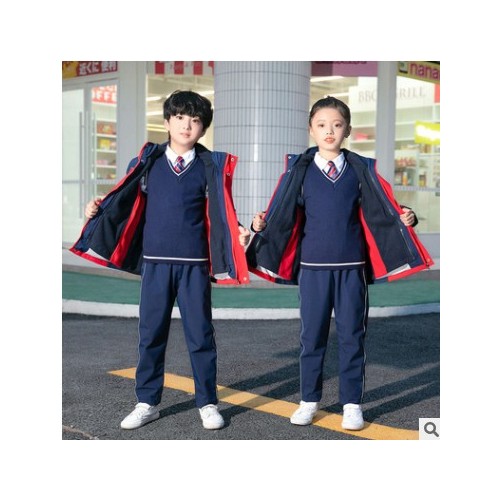 秋冬款小学生校服套装幼儿园园服保暖班级班服冲锋衣三件套图3