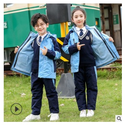 冬季加绒幼儿园园服三件套小学生校服套装秋冬可拆卸冲锋衣服班服