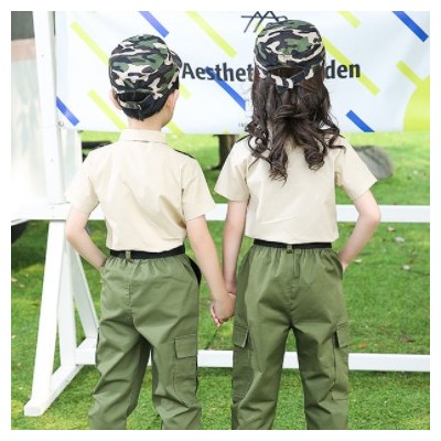 幼儿园园服夏装棉质2021新款儿童班服夏季短袖套装小学生军装校服