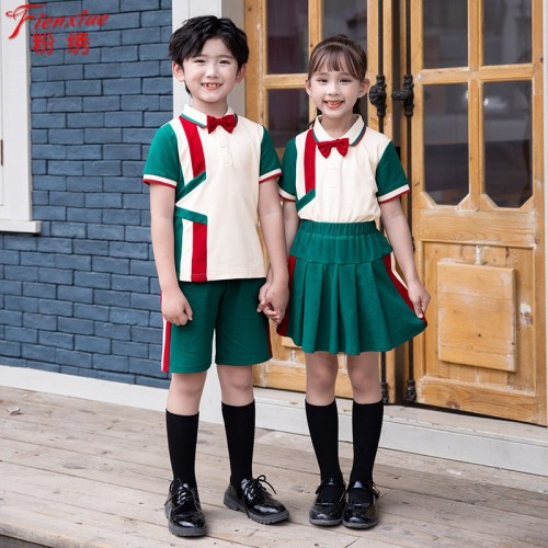 粉绣2022新款幼儿园园服夏季中小学生套装学院英伦风校服儿童班服