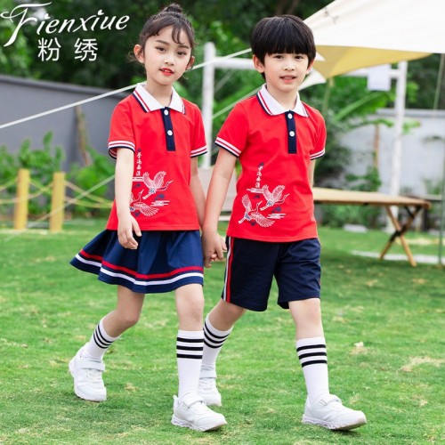 夏季2021新款中小学生古风运动服校服幼儿园园服班服休闲套装